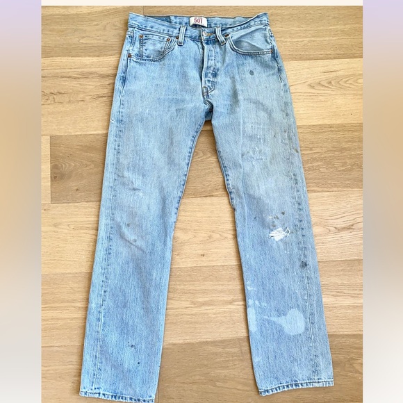 Vintage Early 2000s Levis 501 Light Wash Distressed Jeans 31 - Picture 2 of 8